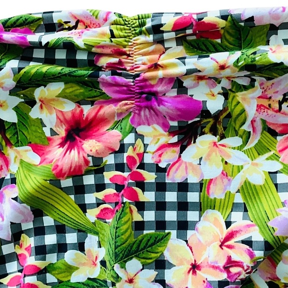 Bleu Rod Beattie 2 Piece Bikini Set Top Bottom Swimsuit Floral Gingham Size M/L - Picture 3 of 5